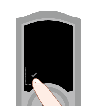 Checkmark and lock symbols illuminated